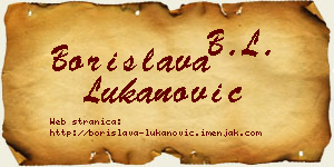 Borislava Lukanović vizit kartica